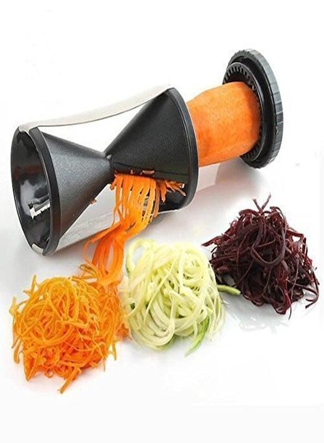 myzon Stainless Steel and ABS Plastic Manual 4-Blade Spiral Spiralizer Vegetable Grater Slicer Salad Cutter Kitchen Cutter - Image 2